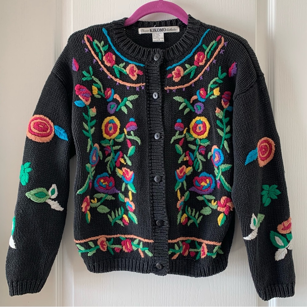 Vintage Classic Kikomo Authentic needle point floral sweater
